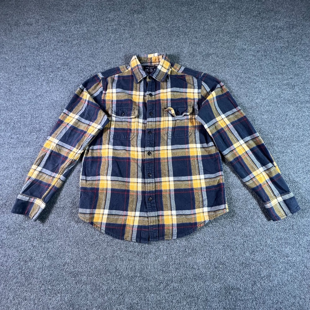 American Eagle Outfitters Flannel Shirt Men M Multi Plaid Athletic Fit Cabincore